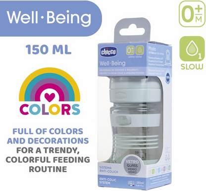 CHICCO μπιμπερό Well Being 0 μηνών+ 150 ml ΓΥΑΛΙ