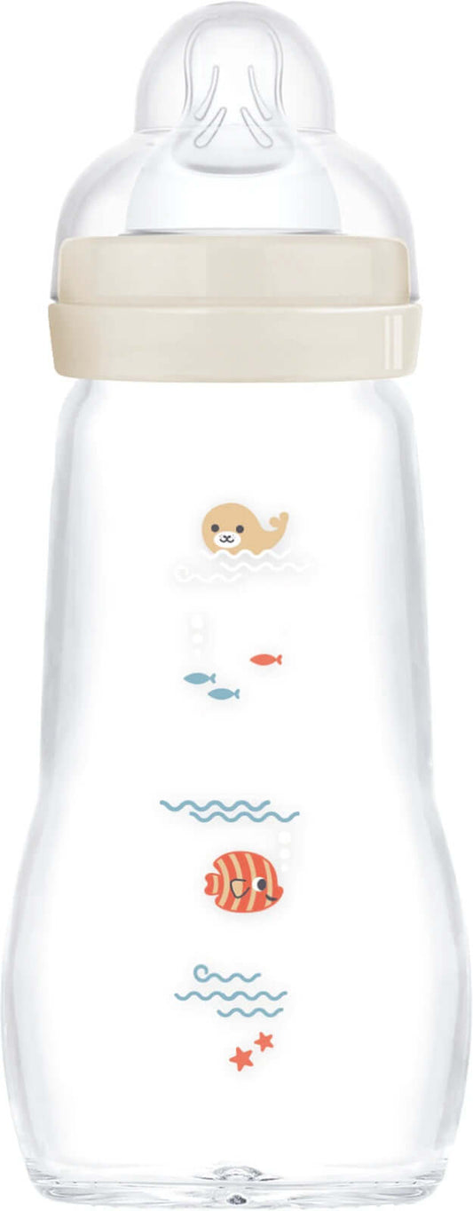 MAM Feel Good butelka szklana 260 ml 2 m+ smoczek 2 STWORZENIA MORSKIE – zdjęcie 1