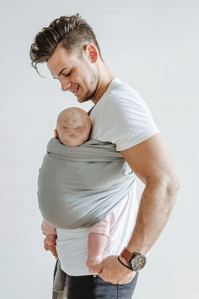 SHABANY chusta kółkowa do noszenia dziecka BAWEŁNA ORGANICZNA, szara, 100% bawełna organiczna, 3-15kg