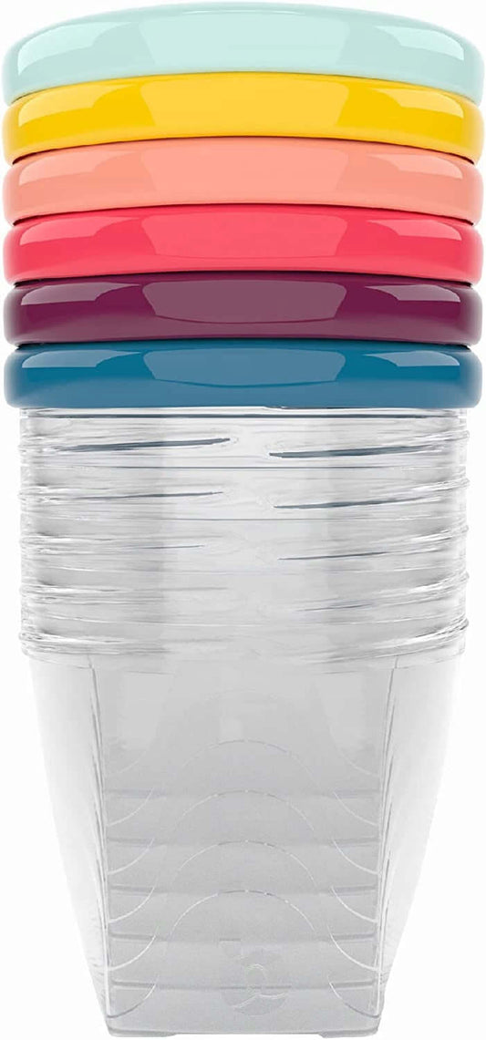 BABYMOOV Babybols pojemniki 6 x 250 ml, przezroczyste pojemniki na żywność dla dziecka w pastelowych kolorach