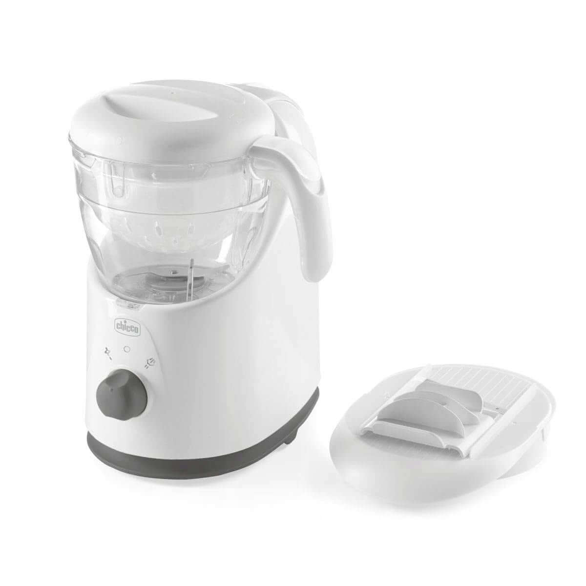 CHICCO Easy Meal 4w1 robot kuchenny 1550 ml, biały z szatkownicą, do gotowania, miksowania i podgrzewania