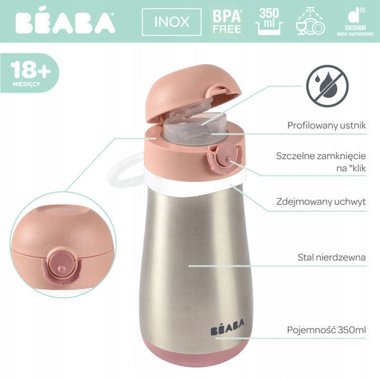 BEABA botella térmica de acero inoxidable 350 ml para bebés