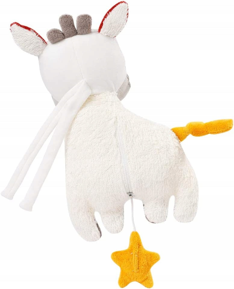 FEHN NATURE pluszowa Zebra z pozytywką BioBawełna, milutka zabawka 21 cm z melodią Brat Jakob