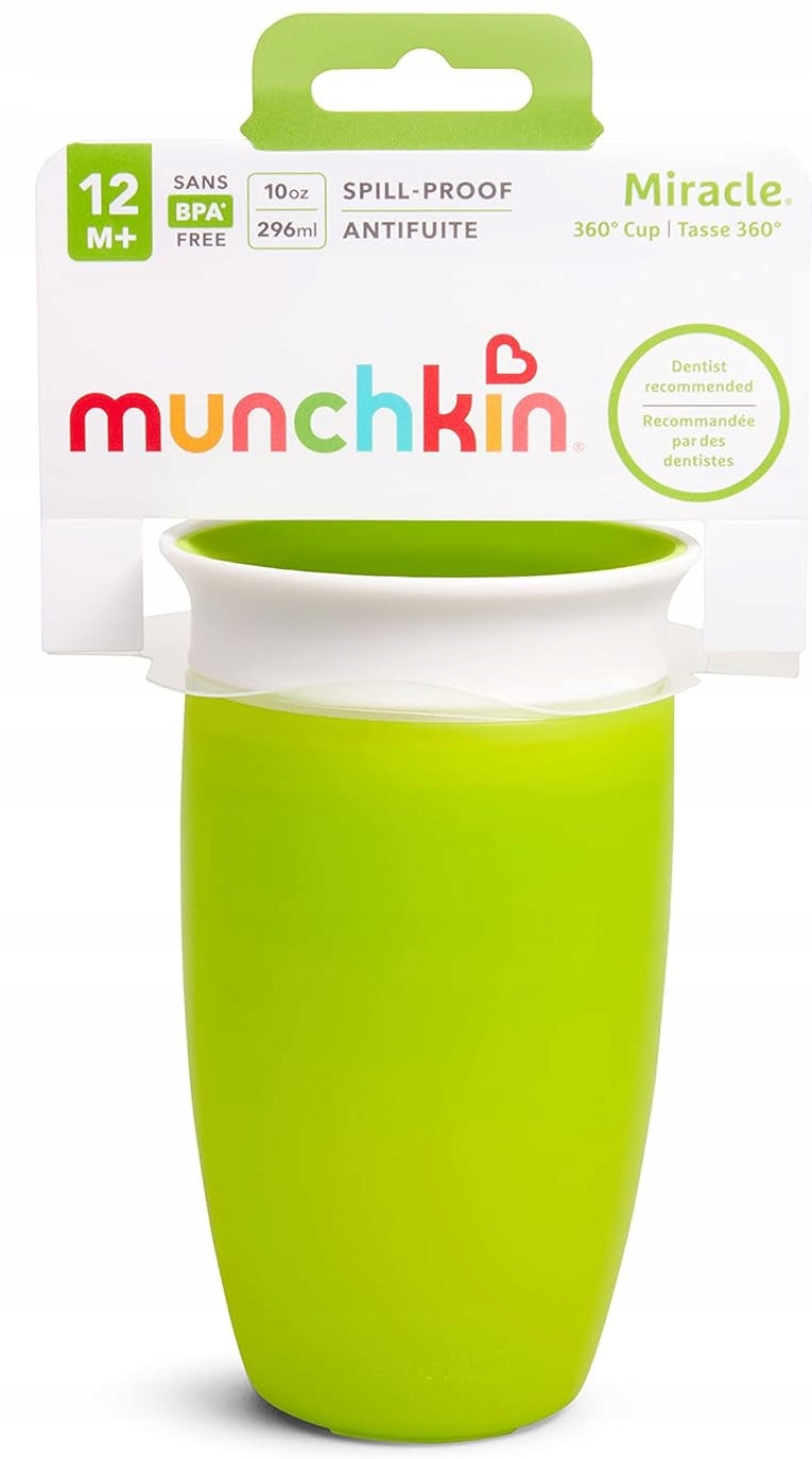 MUNCHKIN Miracle kubek 360 12msc+ 296ml zielony kubek niekapek dla dziecka, BPA free, spill-proof