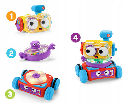 FISHER-PRICE interaktywny robot LINUS język niemiecki 4w1, kolorowa zabawka dla dzieci 6 m+