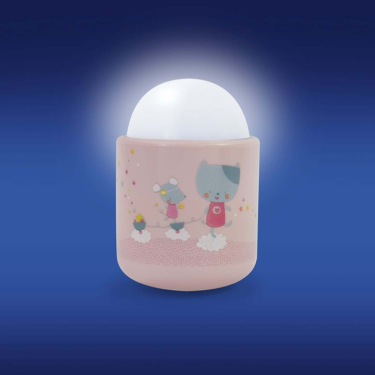 PABOBO Nomade bezprzewodowa lampka nocna 8x5 cm, różowa lampka LED dla dziecka z przyjemnym światłem