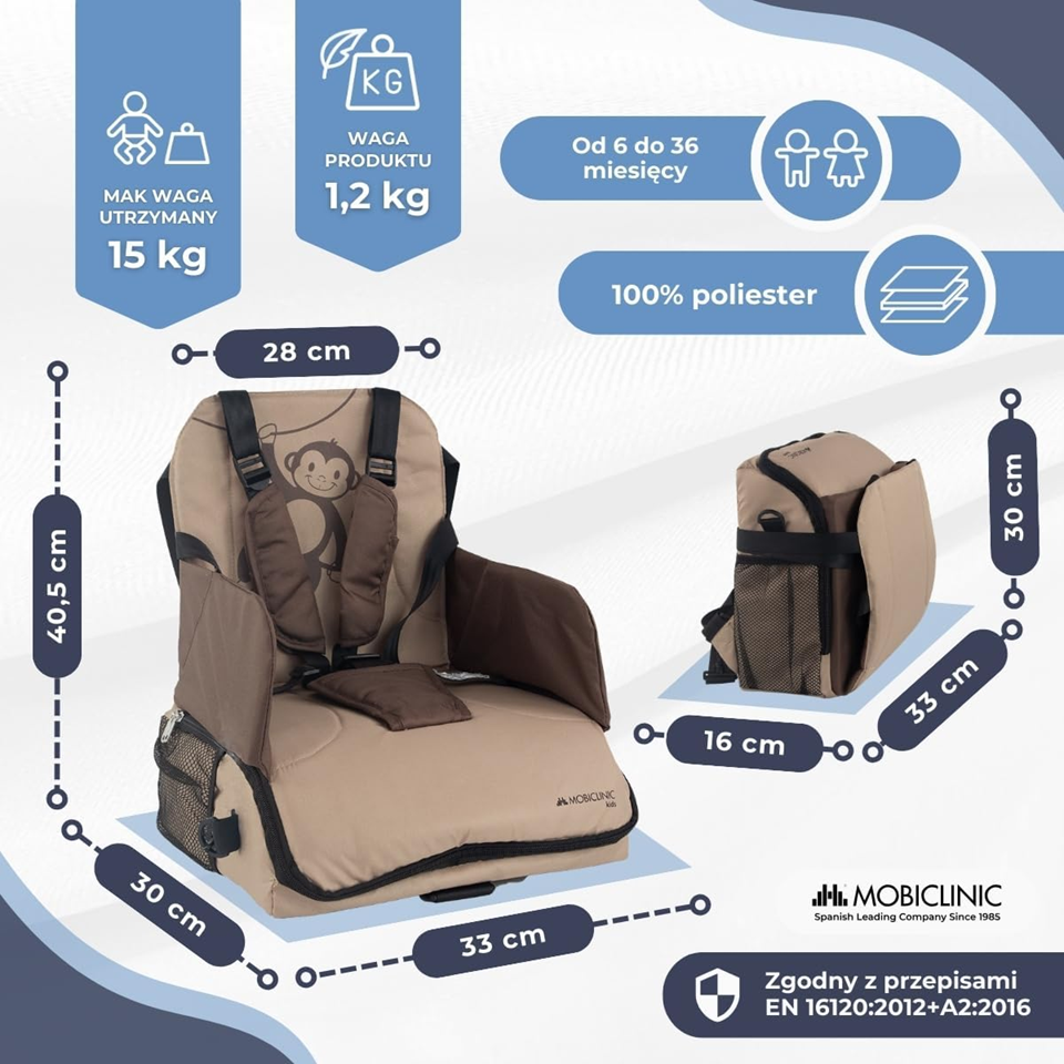 MOBICLINIC Monkey krzesełko do karmienia turystyczne Podwyższenie