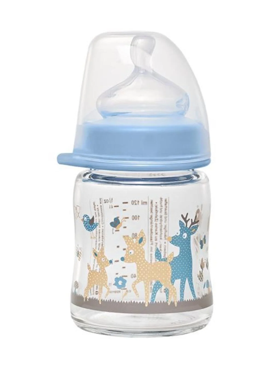 Biberon din sticlă NIP cu tetină mărimea S, debit lent, 120 ml, ACTIFLEX