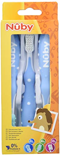 Nuby ID754 zestaw szczoteczek do zębów niebieski x3