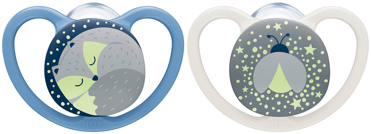 NUK Space Night upokojujúci cumlík silikónový x2 18-36 mesiacov + box