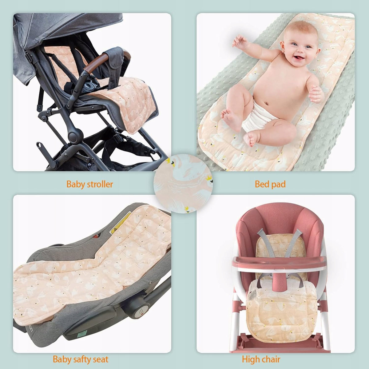 MIRACLE BABY uniwersalna wkładka do wózków spacerowych różowa, do wózka, łóżeczka, fotelika i krzesełka