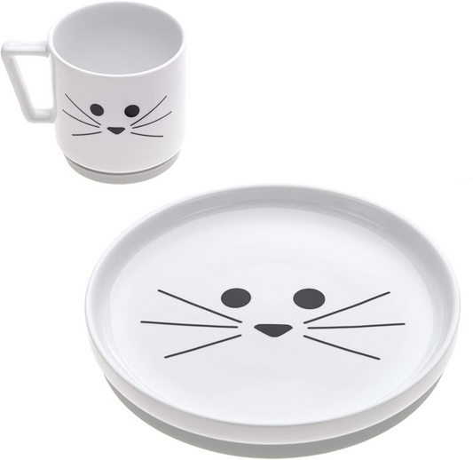 LASSIG Little Chums sada porcelánového nádobí - talíř hrnek