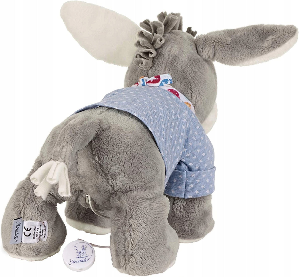 STERNTALER Osiołek Emmi MASKOTKA POZYTYWKA 28 cm "N. pluszowa przytulanka z pozytywką, niebiesko-szary osiołek