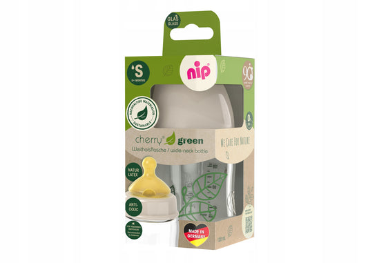 NIP Cherry Green Glasflasche 120 ml 0+ Latexsauger S
