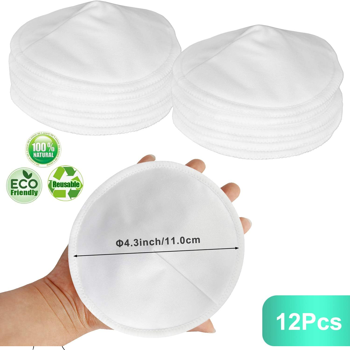 PINOWUreusable bamboo breast pads + washbag and casequantity x 12colour whitenew condition