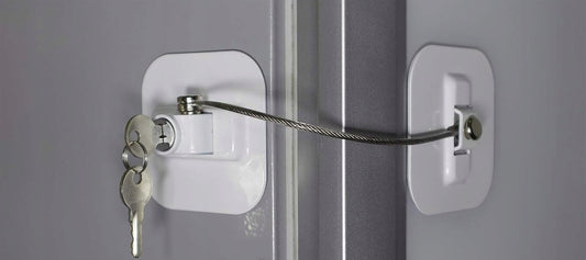 CHILD SAFETY LOCK verrou de sécurité pour armoires et tiroirs 19 cm + 2 clés
