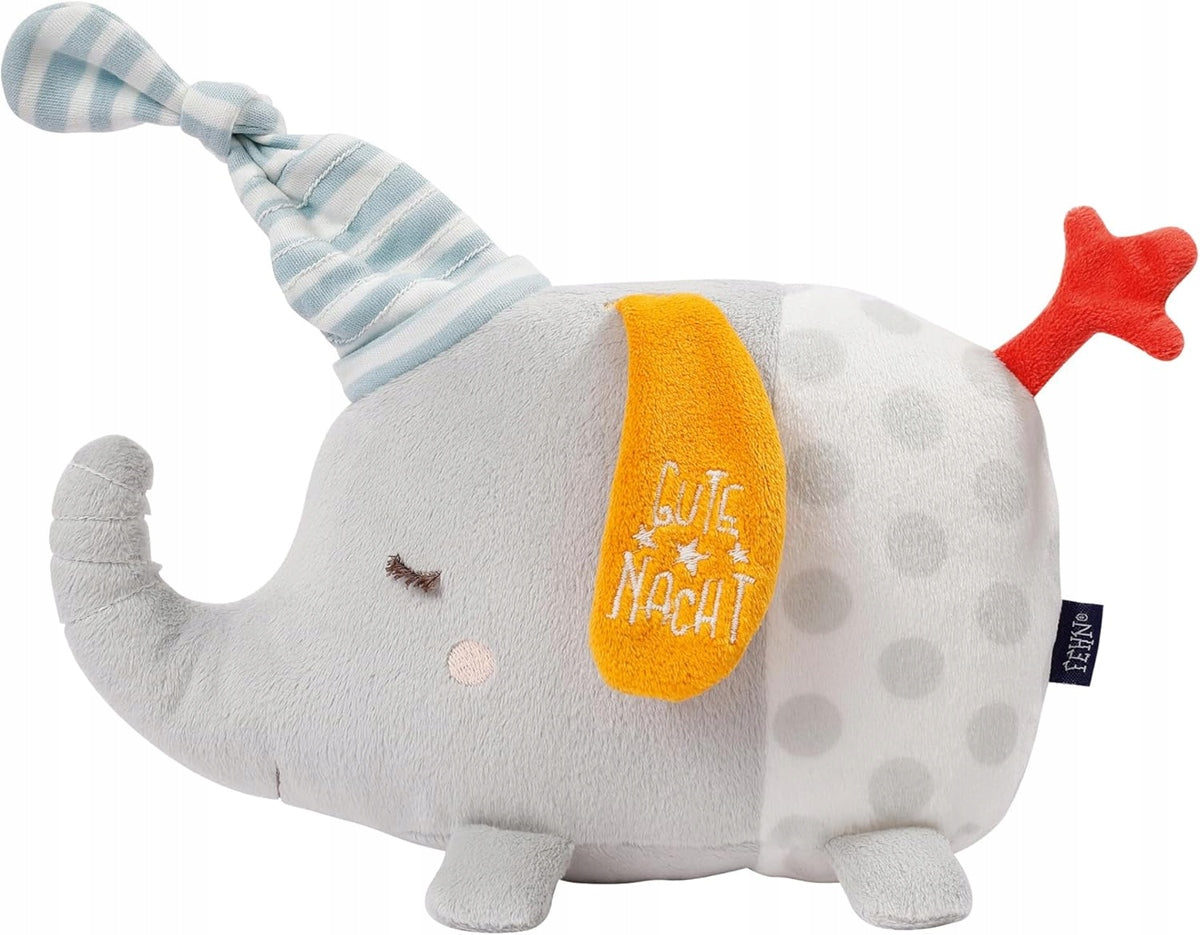 FEHN knuffel met nachtlampje 4 kleuren en lichtgevende borduursel OLIFANT