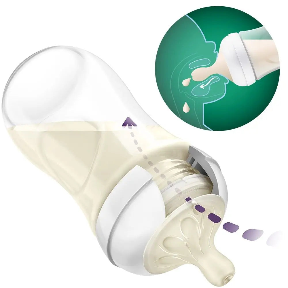 PHILIPS AVENT Natural Response szklana butelka 120 ml 0+ smoczek 2 z zaworem antykolkowym i skalą