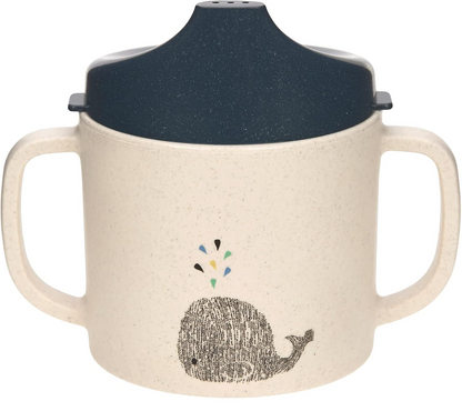 LASSIG Sippy Cup Little Water Whale pohár s náustkom 150 ml 6 m+