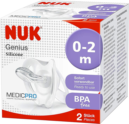 NUK Genius Medic Pro nyugtató cumi, 2 db, 0–2 hónap