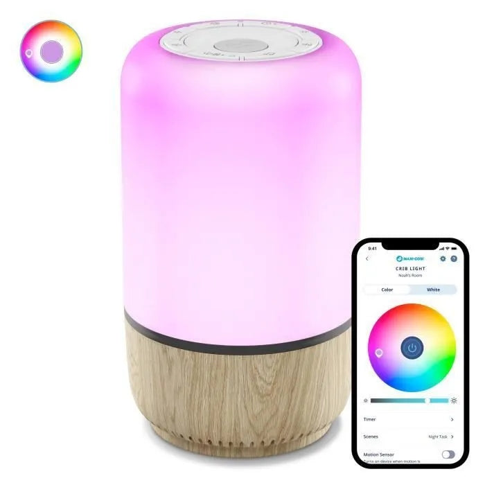 MAXI-COSI Soothe éjjeli LED lámpa hangszóróval Connected Home alkalmazással