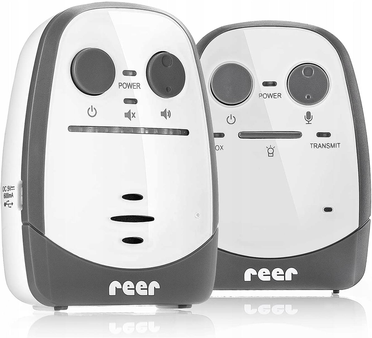 REER Cosmo niania elektroniczna cyfrowa 600m, biało-szary monitor dziecka z technologią FHSS i interkomem