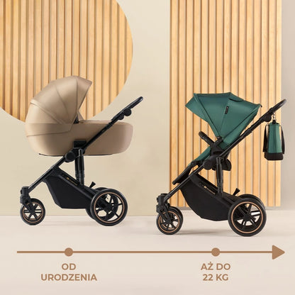 KINDERKRAFT PRIME2 PRO 3w1 wózek wielofunkcyjny do 22kg + fotelik MINK PRO – DARK GREEN – zdjęcie 8