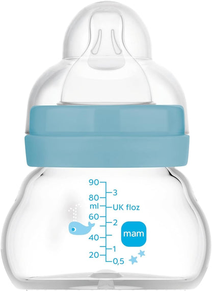 MAM Feel Good steklenička iz stekla 90 ml, 0 m+, cucelj 1
