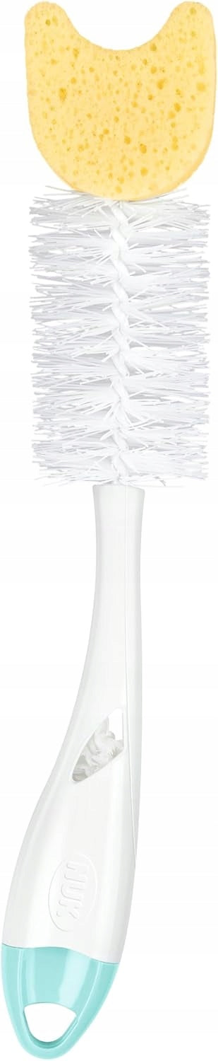 NUK 2w1 szczotka do czyszczenia smoczków butelek i smoczków 28 cm – biało-niebiesko-żółty długość 28 cm materiał tworzywo…
