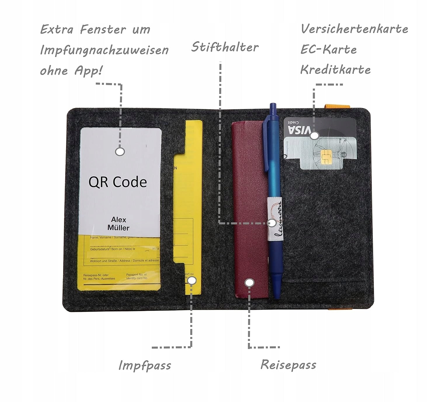 LEYMOON organiser for documents, vaccination card