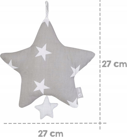 ROBA gwiazdka z pozytywką 27 x 27 cm przytulanka dla dzieci 0+ z 100% poliester, szara z białymi gwiazdkami