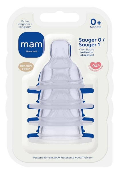 MAM smoczek do butelek 0+ (r.1) wolny przepływ x4