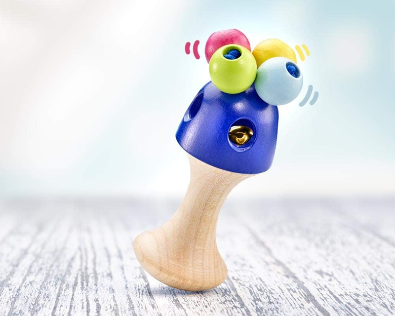 SELECTA Girali Colori jucărie de dentiție din lemn cu clopoței, 4,5 x 11 cm