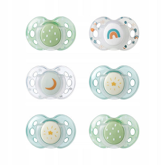 TOMMEE TIPPEE symmetrische fopspenen x6 GEVEN LICHT 18-36