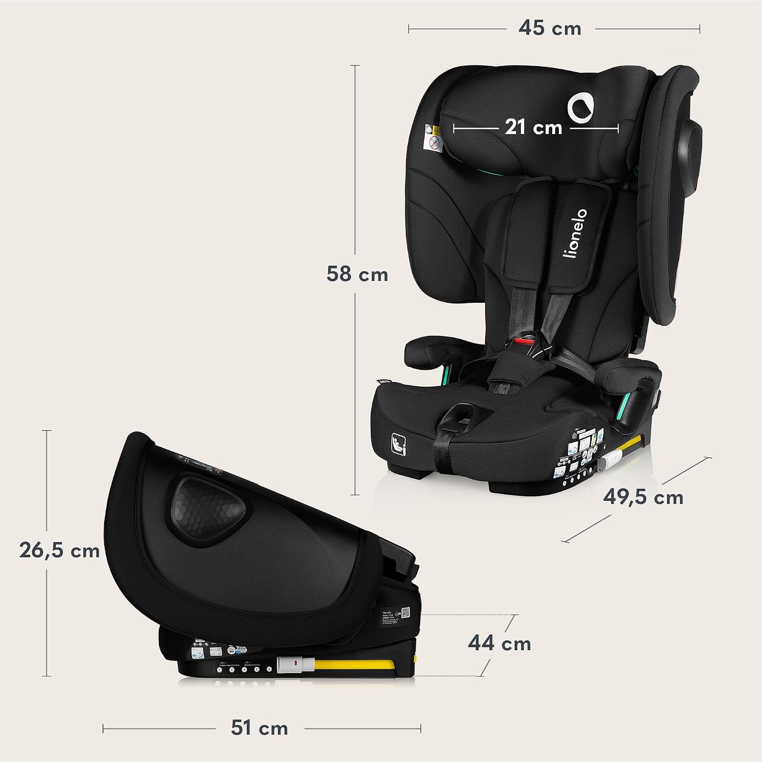 LIONELO NELLY i-Size autósülés 76–150 cm-es gyermekek számára, ISOFIX-szel