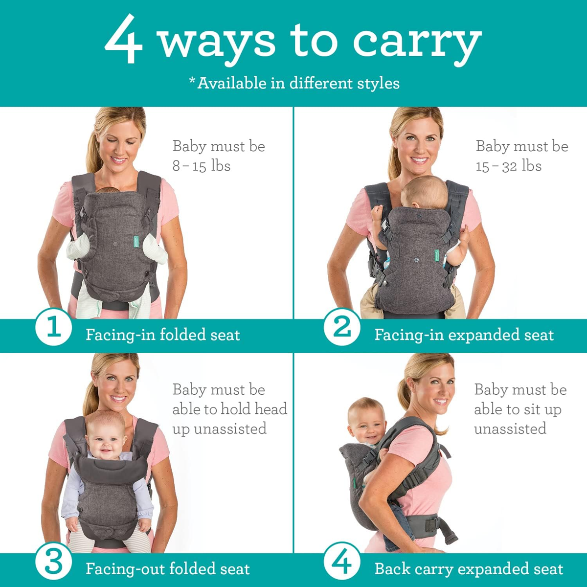 INFANTINO Flip 4v1 ergonomska nosilka 3-14,5kg