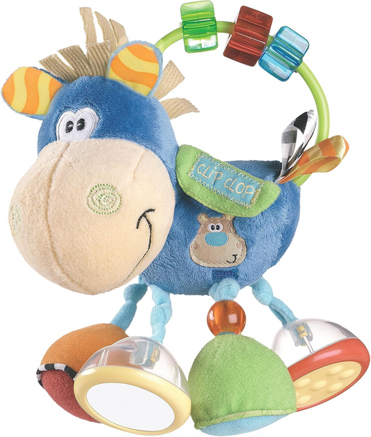 PLAYGRO Clip Clop giocattolo sensoriale con sonaglino, specchietto, maniglia