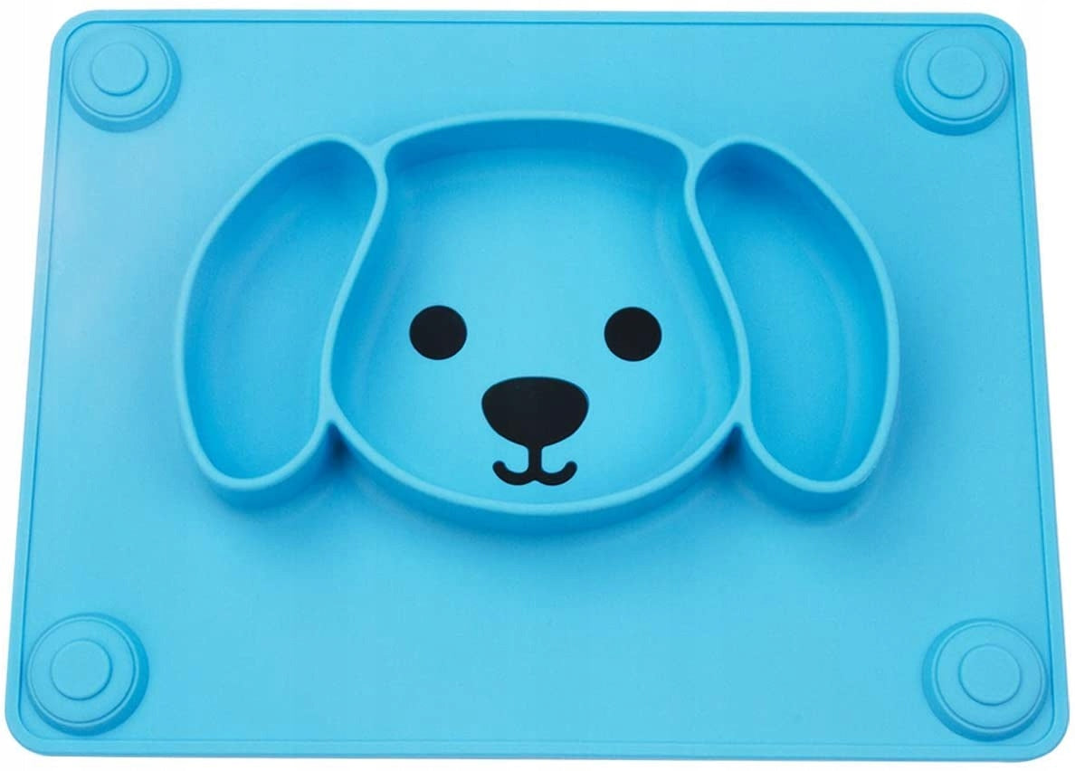 integrated silicone mat with platecolour blue with doggy motifMaterial siliconeVolume: 65 ml, 65 ml and 210