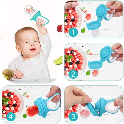 MELARQT Beißring Obst-Feeder für Babys 3-12 Monate 2 Stück 6 Mundstücke