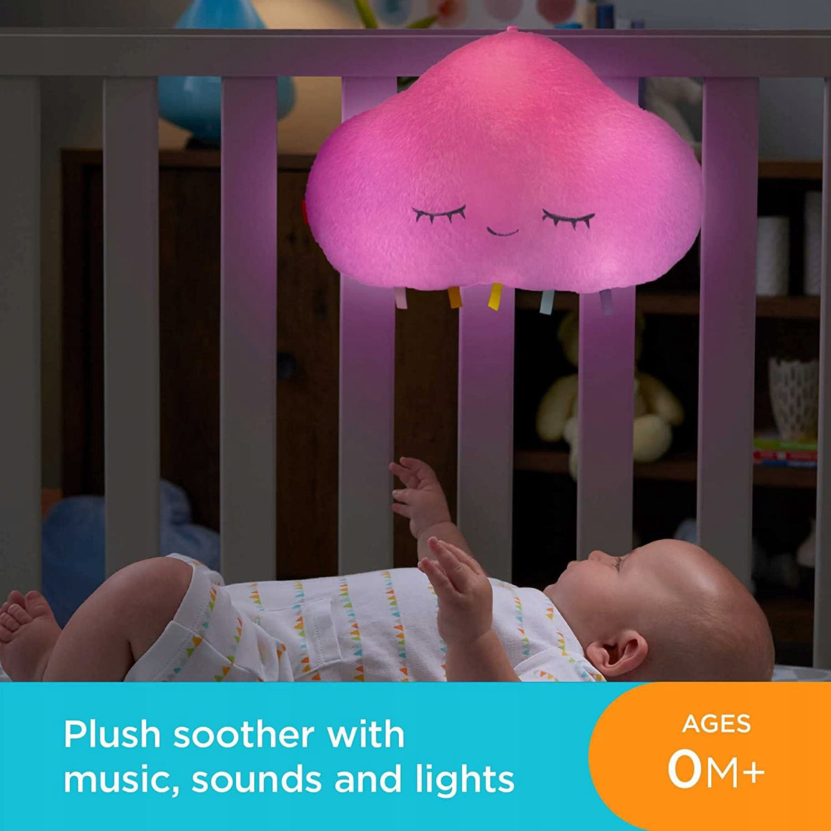 FISHER PRICE senna chmurka usypiacz lampka z muzyką, światłem i kojącymi dźwiękami dla niemowląt 0+