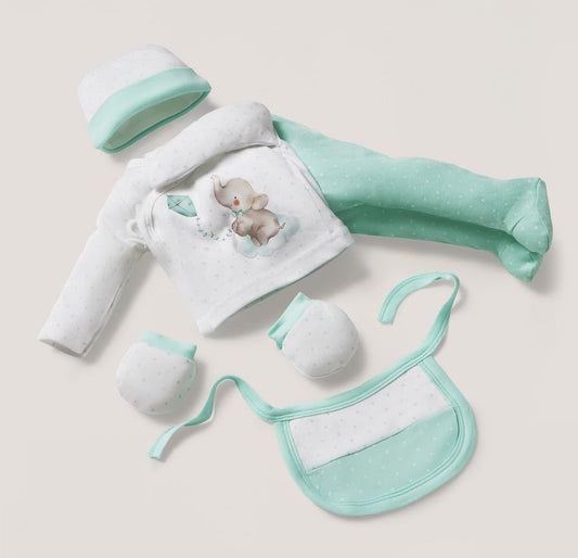 INTERBABY zestaw upominkowy z bawełny piżama czapka skarpetki śliniak rajtuzy – zdjęcie produktu 2