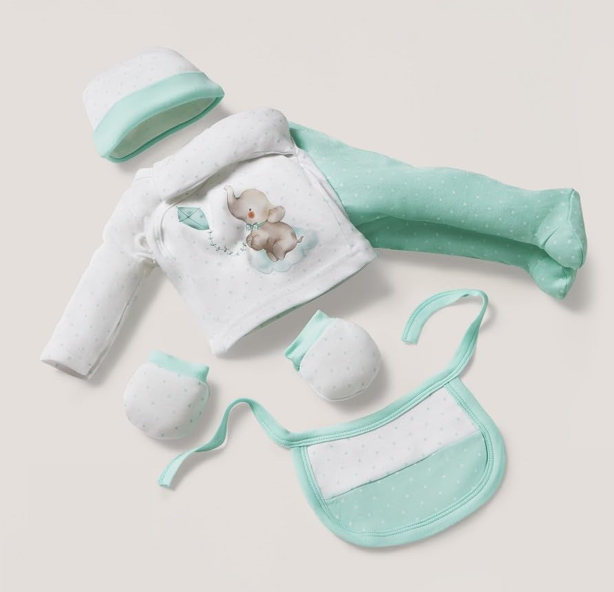 INTERBABY set cadou din bumbac: pijama, căciulă, șosete, bavetă, dresuri