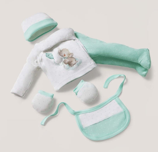 INTERBABY zestaw upominkowy z bawełny piżama czapka skarpetki śliniak rajtuzy dla noworodka