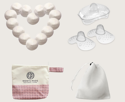 MOM'S PADreusable breast pads + washbag and cosmetic bagset of 14 pcs.colour whitediameter 12 cmdominant