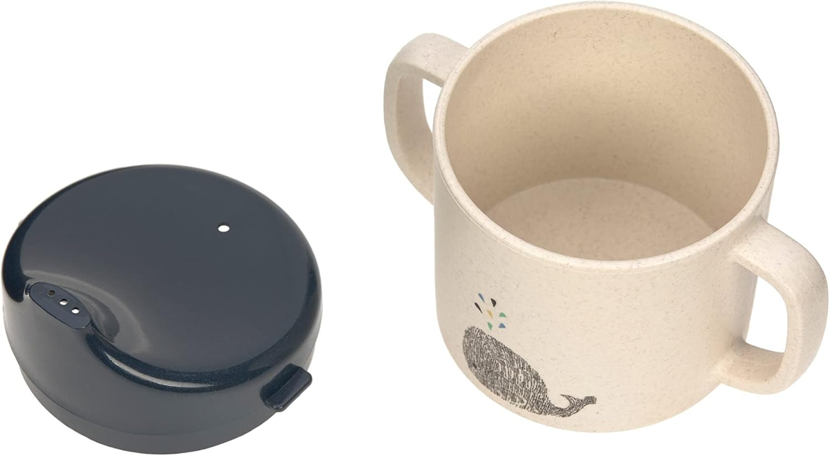LASSIG Sippy Cup Little Water Whale pohár s náustkom 150 ml 6 m+