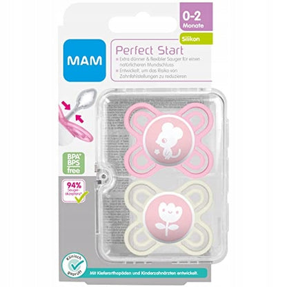 MAM Perfect START smoczek uspokajający x2 0-2msc+ box