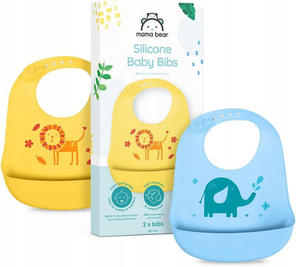 MAMA BEAR bavete din silicon cu buzunare x2
