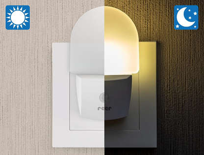 REER NightGuide lampka nocna LED do gniazdka, czujnik ciemności 6 x 9,5 cm – biały szerokość 6 cm, długość 9,5 cm zasilanie…