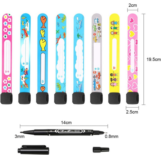 VICLOON braccialetti SOS impermeabili per bambini 8 pezzi + pennarello