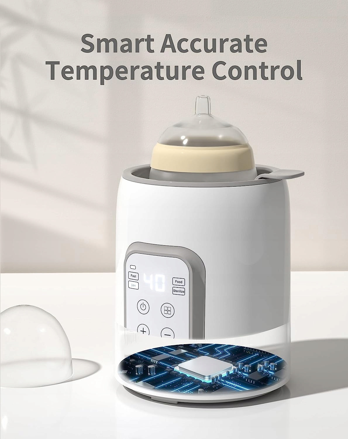 GROWNSY 8w1 sterylizator podgrzewacz do butelek z inteligentną kontrolą temperatury, biały